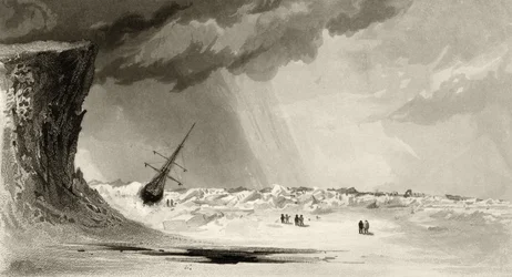 Paczka z Sylvii Headland, grawerowana przez A.W. Graham, z „Arctic Explorations in the Years 1853, 54, 55”, tom I, autorstwa doktora Elisha Kent Kane (1820-57), opublikowanej w Filadelfii, 1856
